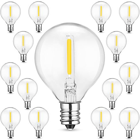 Weskjer G40 Led Glühbirnen 15er Pack,7 Watt E12-Sockel G40 Kugelglas Glühbirnen, IP44 Wasserdicht Warmweiß für Lichterkette, Zuhause, Party, Hochzeit, Dekoration