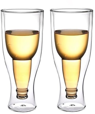 soulnioi Lot de 2 verres à bière à double paroi isolés à l'envers 350 ml