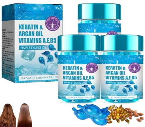 IFFANY Sérum Capillaire à la kératine et à l'huile d'argan, Capsules de sérum Capillaire pour Cheveux crépus, secs et abîmés