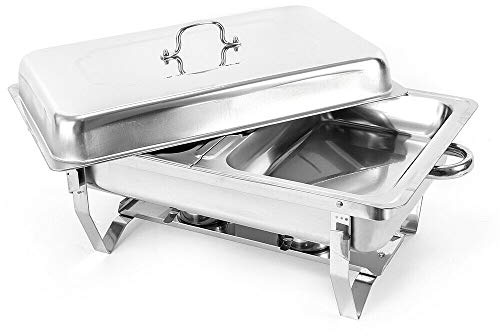 ACROSSPART Chafing Dish, 7,5L Acero Inoxidable Calientador, Calientadores Profesionales de Acero Inoxidable Buffet Set con 2 sartenes para Alimentos, Calentador de Alimentos Rectangular para Catering,