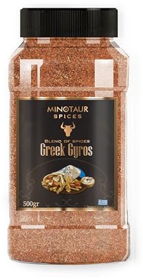 Minotaur Spices | Greek Gyros 500 g | Grekisk Gyros kryddblandning för fläskkött i plastburk