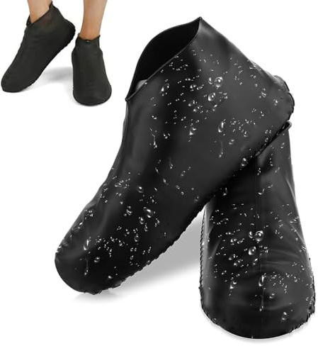 BUKYCAT 3 Paia Copriscarpe Impermeabili in Silicone, Copriscarpe Antiscivolo Protettivi, Riutilizzabile Copri Scarpe per Pioggia, Copriscarpe Pioggia Gomma, Lavabili- One Size (Nero) (L)