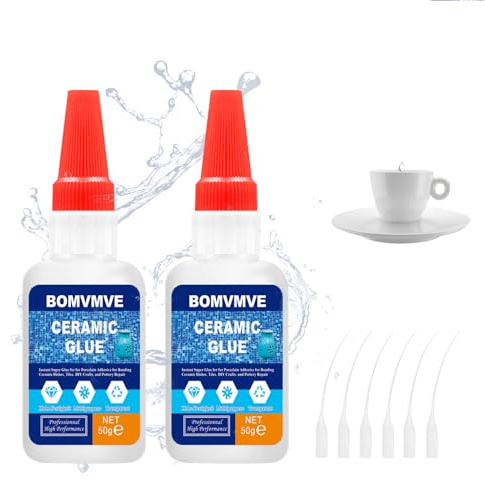 BOMVMVE 100 g Colla Istantanea per Ceramica, Colla Trasparente per Ceramica, Porcellana, Plastica, Vetro, Metallo