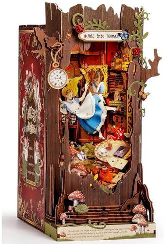 Rolife Book Nook Kit Maison Miniature à Construire DIY Maquette Adulte en Bois avec Lumières Fall into Wonder Booknook Puzzle 3D Serre-Livres Diorama Décoration de Bibliothèque Livre Salon