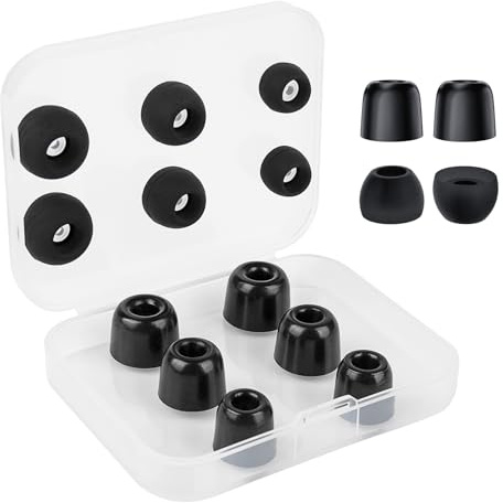 6 Paar Ersatz-Ohrstöpsel aus Memory-Schaum und Silikon-Ohrstöpsel, 12 Stück, geräuschisolierende Ohrstöpsel für In-Ear-Kopfhörer, Größe 4,9 mm - 5,9 mm (S/M/L, Schwarz)