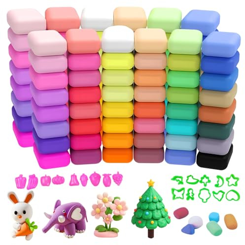 96 Packs 48 Colors Air Dry Clay Ultra Light Modeling Air Drying Clay for DIY, Oven Bake Clay, Crafts Gift for Beginners/Adults Best Gift for Boys & Girls