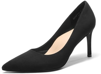 DREAM PAIRS Escarpins Femme Confortables Bout Pointu Talon Aiguille Chaussures Élégantes Soutien Voûte Plantaire Confort Toute la Journée Bureau Travail Soirée Mariage,Size 41.5,Suède-Noir