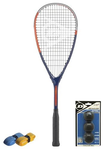 CX Pro Sport Tristorm Pro Squash Set – Includes 1 Dunlop Tristorm Pro Racket, 3 Intro Balls & 2 CX Pro Sport Grips – Exclusive Bundle