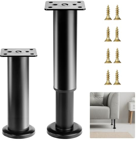 SZSIQI 2 Stück Möbelfüße Verstellbar Möbelfüsse, 18-30cm Höhenverstellbare Füße für Möbelbeine Schwarz, Schrankfüße Couch Füße für Schrankfüsse Bettfüße Tisch Sofafüße Couchfüße