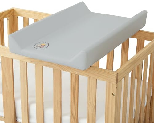 Matelas à langer, 80 x 50 x 10 cm, en PVC sans phtalates, rembourrage doux et facile d'entretien, plaque de support en MDF robuste, pour lit de bébé, commode et en déplacement, gris