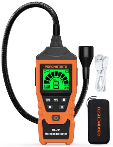 2 IN 1 Rilevatore di perdite di refrigerante POROMETISTO,16~200PPM, 2 Modalità di calibrazione manuale e automatica Rilevatore di perdite di freon, Rilevatore di perdite di gas alogeno automobilistico