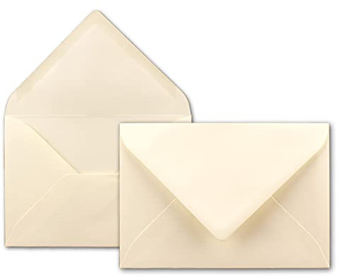 25x Brief-Umschläge in Creme - 80 g/m² - Kuverts in DIN B6 Format 12,5 x 17,6 cm - Nassklebung ohne Fenster