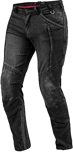 Shima Ghost Jeans Moto Uomo - Pantaloni Biker Ventilato Elastico vestibilità Slim con Rinforzi in Kevlar, Protezioni CE per Ginocchia (Nero, 34)