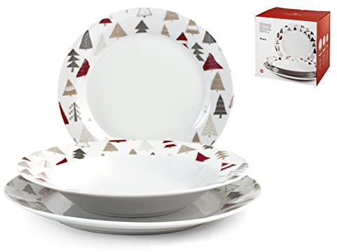 Home 760785, Servizio Tavola Ala 18 Pezzi, Winterly, Porcellana