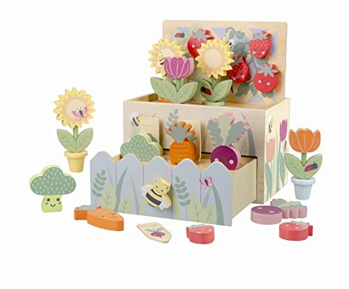 Orange Tree Toys My First Allotment - Flower Garden Building Set With Wooden Food - Toddler Development Toys