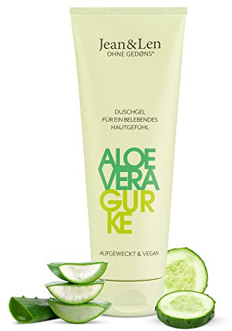 Jean & Len Gel doccia Aloe Vera & Cetriolo, adatto a tutti i tipi di pelle, formulazione vegana, per una sensazione di pelle rivitalizzante, pH ideale della pelle, gel doccia vegano, 250 ml