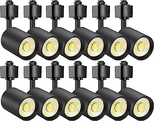 VANoopee 12-Pack 10W Dimmable LED Track Lighting Heads H Type Track Light Replacement Fixtures Bright 3000K Warm White Ceiling Spotlight for Accent Task Art, Flicker Free CRI90+ 24° 800lm Black