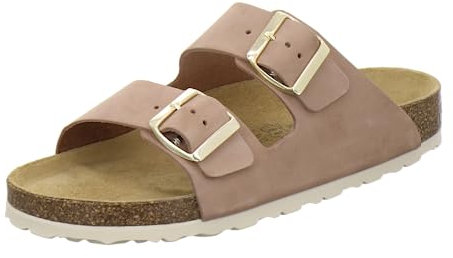 AFS-Schuhe 2100, Bequeme Damen Pantoletten echt Leder, praktische Arbeitsschuhe, Hausschuhe, Handmade in Germany (38 EU, Piedra)