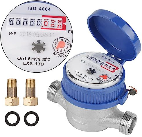 Weytoll Contador de agua inteligente 15 mm 1/2 pulgada para uso doméstico, tipo rotor mecánico, agua fría, pantalla digital y analógica combinada
