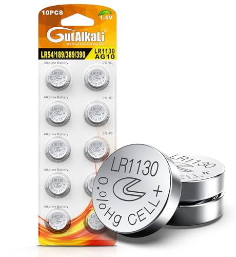GutAlkaLi 10 Stück LR1130 knopfzelle, AG10 LR1130 l1131 189 1.5V Alkaline Batterie Knopfzelle Alkaline Alkali Batterie