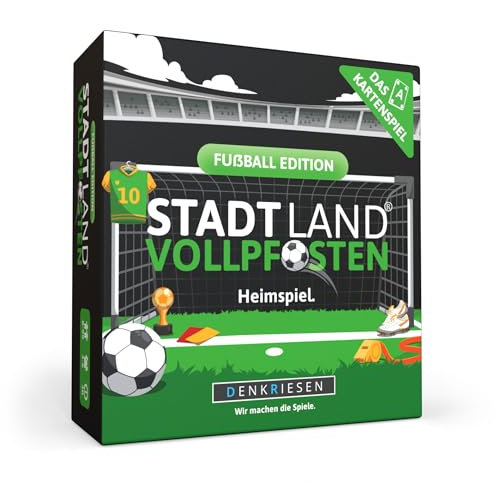 DENKRIESEN - Stadt Land Vollpfosten® – Das Kartenspiel - Fußball Edition - 'Heimspiel.' | Geschenk | Reisespiel | 120 Karten | 200 Kategorien | ab 8 Jahren | 3-6 Spieler | Familie | Stadt Land Fluss