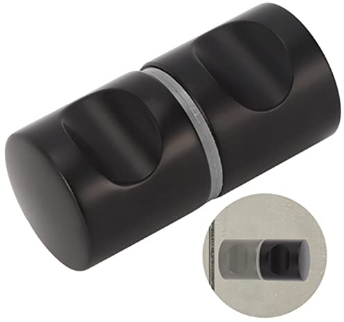 Greensen Maniglia per Porta Doccia Maniglia per Porta Doccia Nera in Lega di Alluminio con 2 Rondelle per Vetro, Maniglia per Porta Rotonda Maniglia per Porta Doccia per Casa, Bagno,