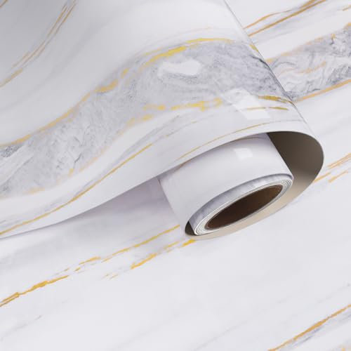 VaryPaper Papel Pintado Marmol Blanco Gris Vinilo Marmol 40cmx200cm Papel Tapiz Marmol Papel Autoadhesivo para Muebles Papel para Forrar Muebles Papel para Paredes Baño Vinilo Encimera Cocina Armario