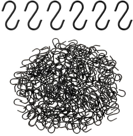 JJUNW Lot de 100 petits crochets en S – Mini crochets en forme de S de 1,27 cm pour loisirs créatifs, accrocher des bijoux et des connecteurs de porte-clés (noir)