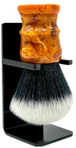 Parker Solar Storm - Pennello da barba sintetico ultra morbido, nodo da smoking da 28 mm, ad alta densità per una maggiore lucentezza + supporto in acrilico