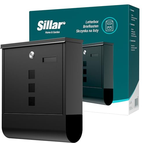 Sillar Boîte aux Lettres Murale, avec Serrure | Fabriqué en Acier galvanisé, résistant aux intempéries et aux UV | 10x30,5x33,5 cm, Anthracite | 2 clés | Tube pour journaux et dépliants | Format A4