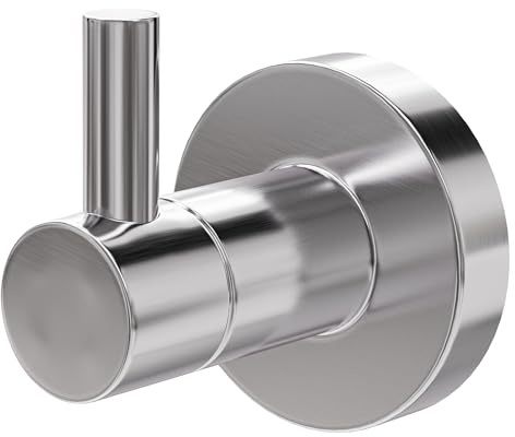 Amig - Colgador toalla baño Mod. Gorliz-5 - Toallero gancho Con tornillos incluidos - 46 x 55 x 52 mm - Acero inoxidable - Plateado - Cromado brillo