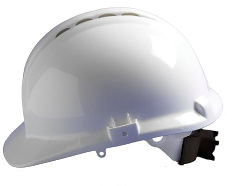 Centurion Safety Products – General Purpose Safety Helmet – Classic Hard Hat with Full Peak Built in UK – Wheel Ratchet Fastening Secures Hat on Your Head - Wear All Day – Vented - White