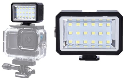 Lampe de plongée LED pour DJI Action/GoPro et plus encore – Étanchéité IPX8, batterie longue durée de 600 mAh, 4 niveaux de luminosité, charge de type C, support de griffe pour photographie