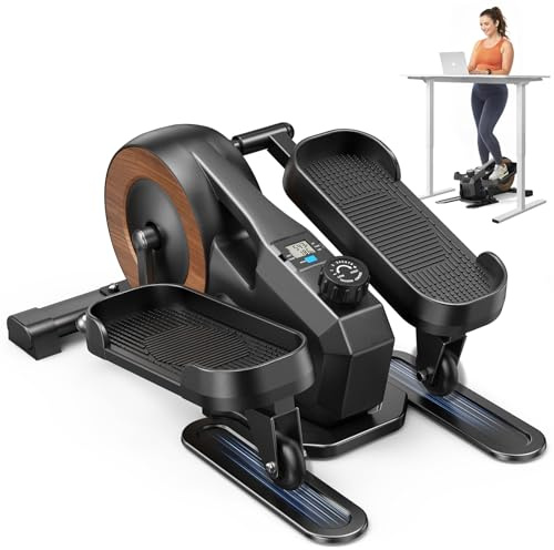 MERACH Mini elliptisk under skrivbord för hem och kontor, sittande bentränare, tyst och bärbar kompakt pedal med 8 motståndsnivåer, LCD-skärm och stora pedaler
