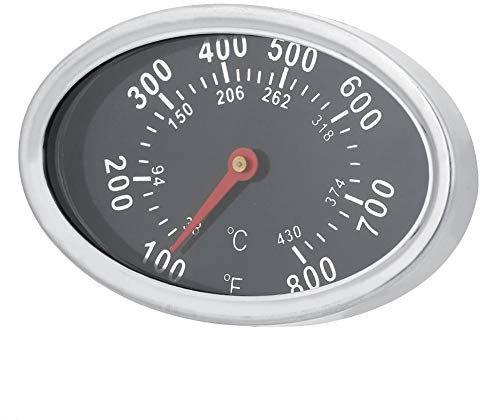 DEWIN Termometro per barbecue, Termometro per arrosto in acciaio inossidabile di forma ovale 430 ℃ per griglie, forni, affumicatori, affumicatori e carrelli per griglia