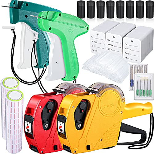 9122 Pieces Price Tags for Clothing Clothes Garment Tag Attacher Garment Tagging Applicator Price Marking Labeler Plastic Fasteners Barbs Roll Ink Refill Rollers Clothing Paper Tags Needles Sticker