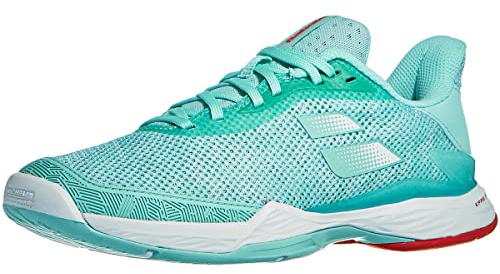 Babolat, Chaussures de Tennis Femme Jet Tere All Court, Maintien, Amorti, Technologie Active Flexion, Semelle Respirante Ortholite, Marque Française, Yucca/White, 42 EU