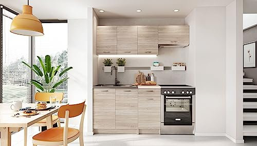 Genérico Muebles de Cocina Completa Color Madera Sonoma 120 y 180 cms Encimera incluida ref-26