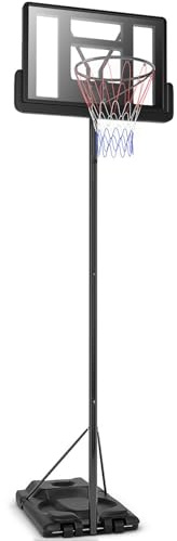 COSTWAY Canestro da Basket Portatile e Regolabile 180-305 cm, Canestro da Basket da Esterno ed Interno con Tabellone Resistente, Rete di Nylon e Base Riempibile, Ideale per Adolescenti e Adulti