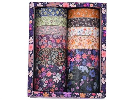 Uixxducc Vintage Washi Tape Set, 12 Rollen Pflanzen und Blumen Masking Tape DIY Papier Tape Dekoratives Klebeband für Bullet Journals, DIY Handwerk, Scrapbooking Supplies, Journals (D)