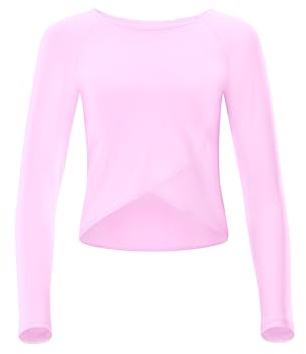 WINSHAPE Functional Light And Soft Cropped Aet131ls-Maglietta a Maniche Lunghe con Applicazione Overlap Maglietta da Yoga, Rosa Lavanda, L Donna