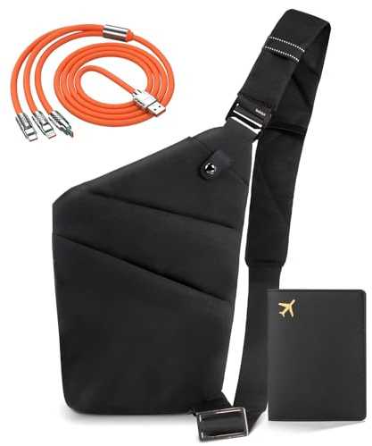 IUHFSIFS 2025 Upgrade Anti Theft Crossbody Bag Women【Ergonomics-Zero Burden】Anti Theft Travel Bag for Women & Men 【Multi Pockets & Extremely Waterproof & Scratch-Resistant】Anti Theft Bag Black-Right