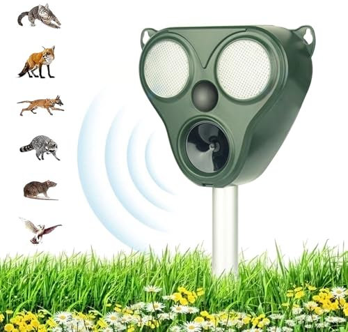 Sol kattavvisande, djurkontroll solbatteri, vilda djur skrämmande avvisande, 360° djuravvisande, sol- och USB-uppladdningsbar, rådjur, rävar, vildsvinar och mycket mer.