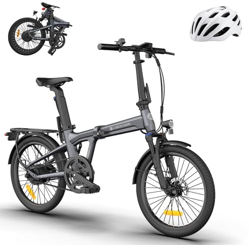 Ado Air20Pro Bicicleta Eléctrica Plegable, Sistema de Engranaje Interno del Motor BAFANG, Transmisión por Correa, LCD, E-Bike con Asistencia de Pedal, Batería Extraíble100km,Casco Incluido