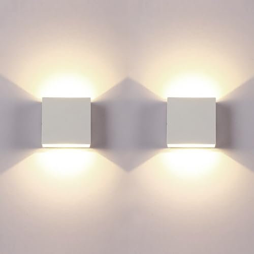 Voltix Set di 2 Applique da Parete LED per Interni, 12W Bianco Naturale, Lampada da Parete Moderna, Illuminazione per Soggiorno, Camera da Letto, Corridoio (Luce Naturale-4000K)