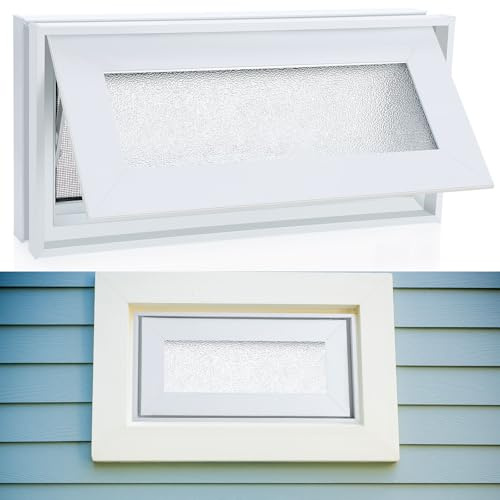 CroBlissful Small Basement Windows White Aluminum Alloy Bathroom Window Shed Window Mobile Home Windows with Double Glazing Screen for Glass Block Cabins House Garage
