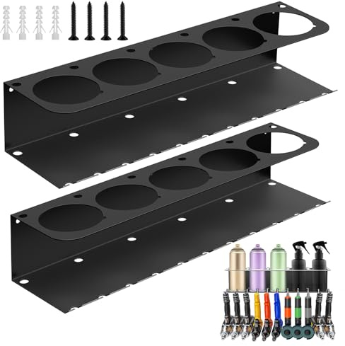 kamoly Soporte de pared botellas de spray 2PCS, Soporte Herramientas para 5 latas de aerosol, Organizador de Herramientas Eléctricas, Herramientas de Garaje Accesorios
