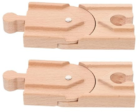 SUPVOX 2pezzi Accessori in Legno Per Binari Trenino Blocchi Per Creare Piste Personalizzate Per Ragazzi e Ragazze Giocattolo Educativo Per Sviluppo Motorio e Divertimento Familiare
