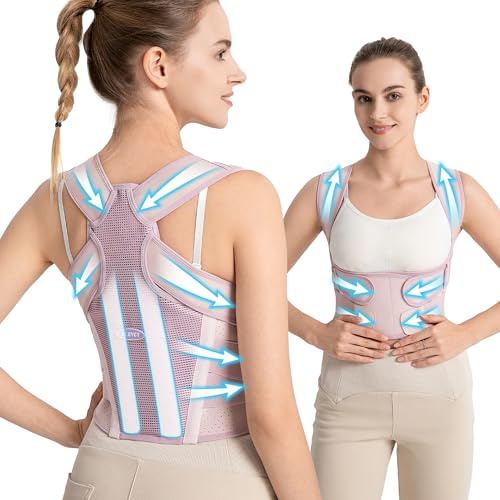 NLNYCT Posture Corrector for Women – 2-in-1 Back Brace with Shoulder Support, Adjustable Full Back Straightener for Upper & Lower Back Pain Relief, Hunchback, Scoliosis & Spine Alignment (M/L)
