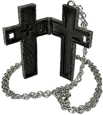 Gonggi Korean Games Cross Necklace with Secret Compartment, Character Ten Shaped Pendant Printed Design, Handmade Jewelry Fashion Game Accessories